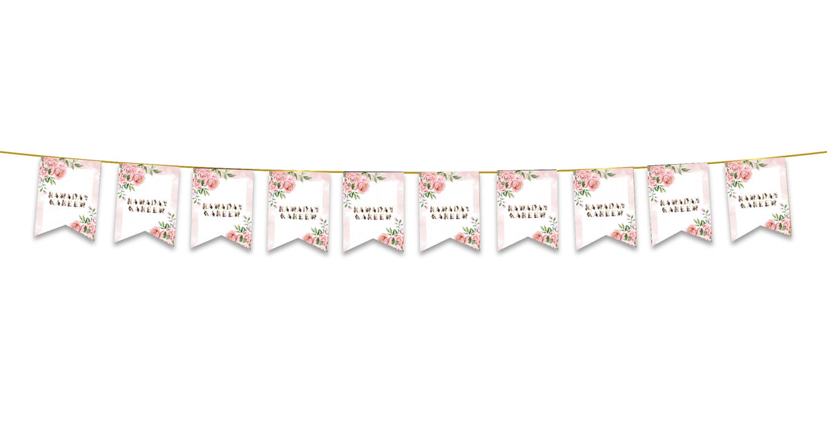 Ramadan Kareem Bunting - Pink Watercolour Floral Flags Decoration ...