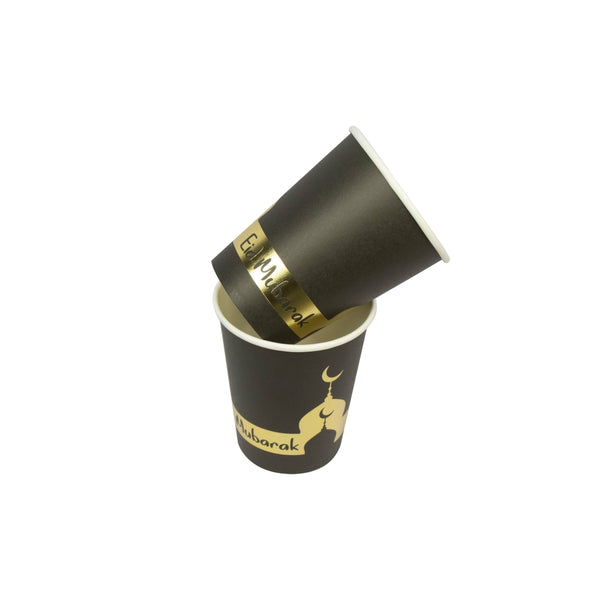Eid Black and Gold Mosque Gold Stamping Foil Paper Cup