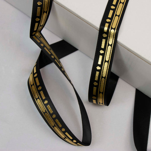 Umrah Kaaba Theme Gold Foil Satin Gift Ribbon