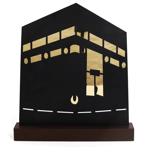 Kaaba-Inspired Table Decor – Metal & Wooden Islamic Display Piece