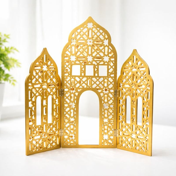 Premium Gold Islamic Geometric Screen Panel – Ramadan Eid Statement Decor