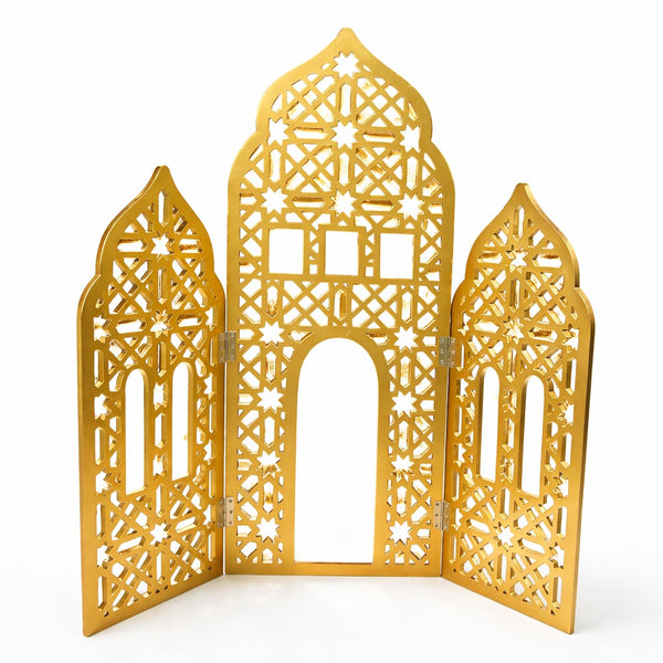 Premium Gold Islamic Geometric Screen Panel – Ramadan Eid Statement Decor