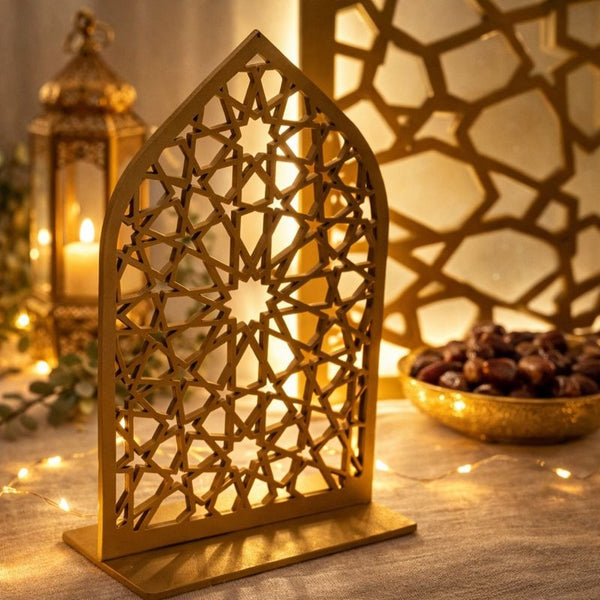 Premium Gold Islamic Geometric Dome Table Decor – Ramadan & Eid Centrepiece