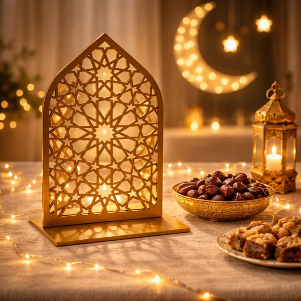 Premium Gold Islamic Geometric Dome Table Decor – Ramadan & Eid Centrepiece