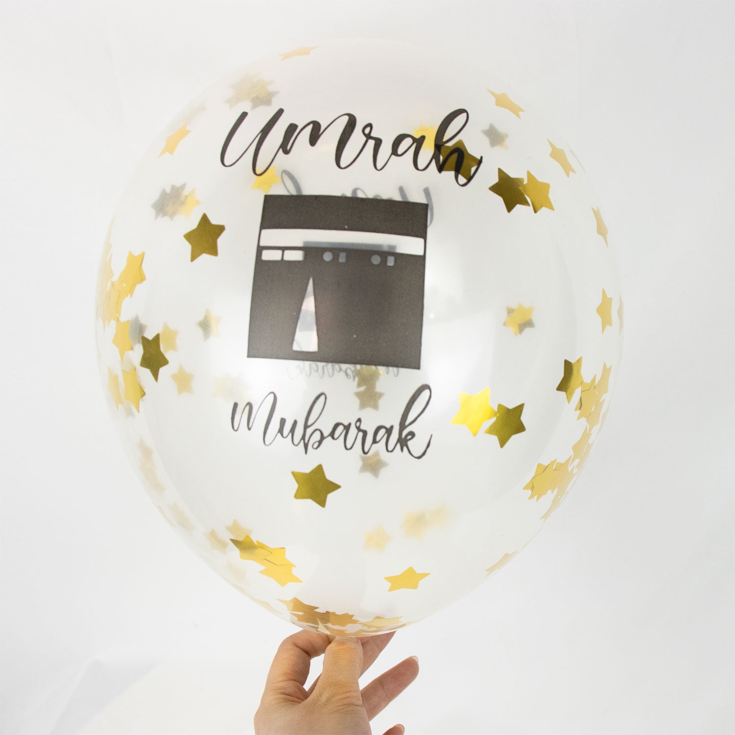 Umrah Mubarak Confetti Balloons – 12" Transparent Latex Balloons