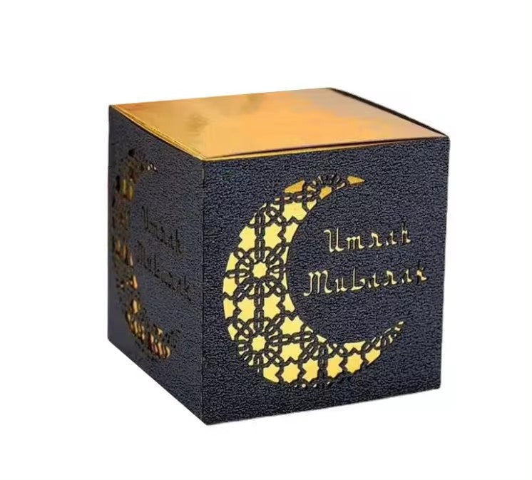 Umrah Mubarak Laser Cut Double-Layer Gift Box – Black