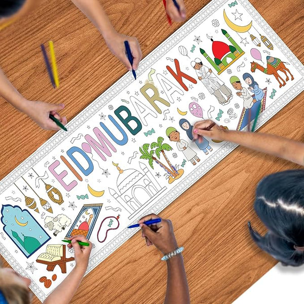 Eid Mubarak Colouring Poster – Giant Kids Ramadan & Eid Activity (Pens included)