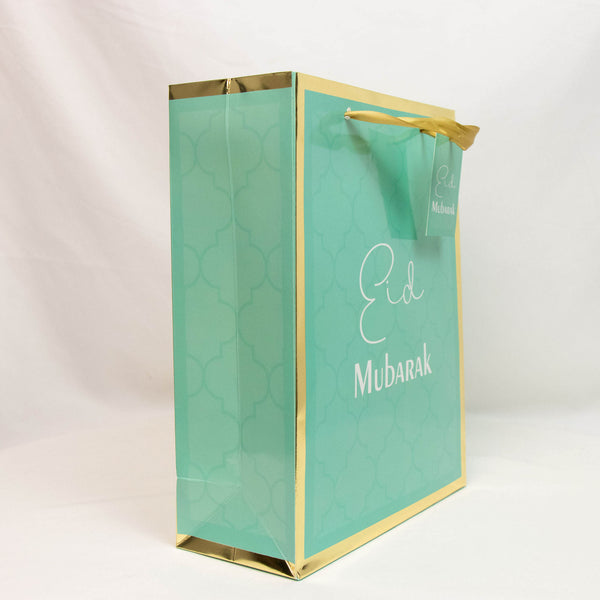 Eid Mubarak Green & Gold Gift Bag – Gold Star Foil Stamping