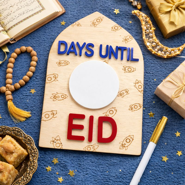 Days Until Eid Wooden Countdown Sign with Wipeable Area
