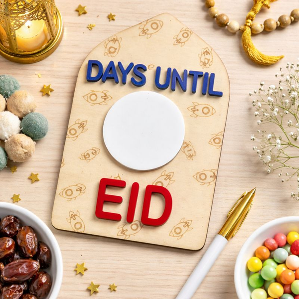 Days Until Eid Wooden Countdown Sign with Wipeable Area