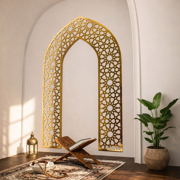Large Islamic Mihrab Style Arch Acrylic Wall Panel  - 120cm
