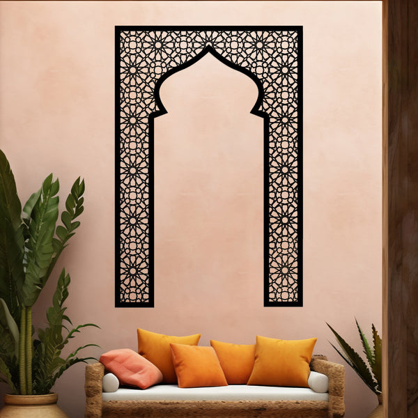 Large Islamic Arch Acrylic Wall Panel Masjid Shape Black - 120cm