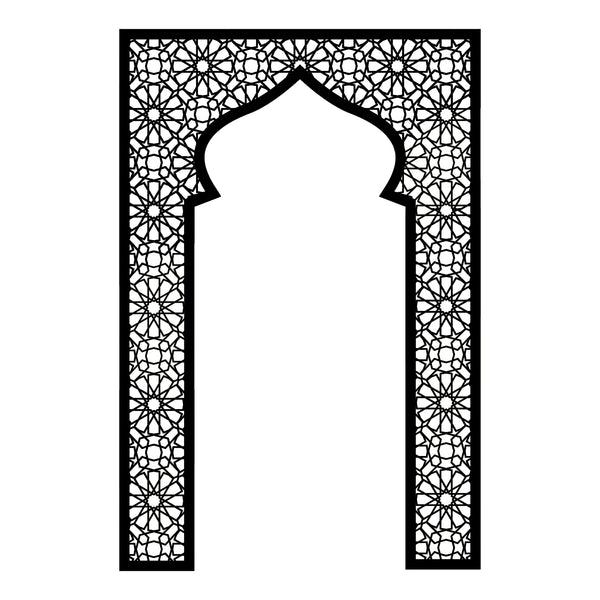 Large Islamic Arch Acrylic Wall Panel Masjid Shape Black - 120cm