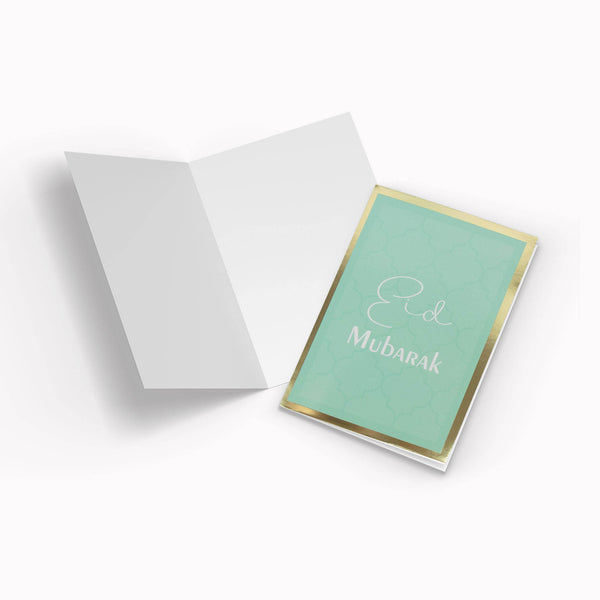 Eid Mubarak Greeting Cards – Green & Gold Theme with White Envelopes