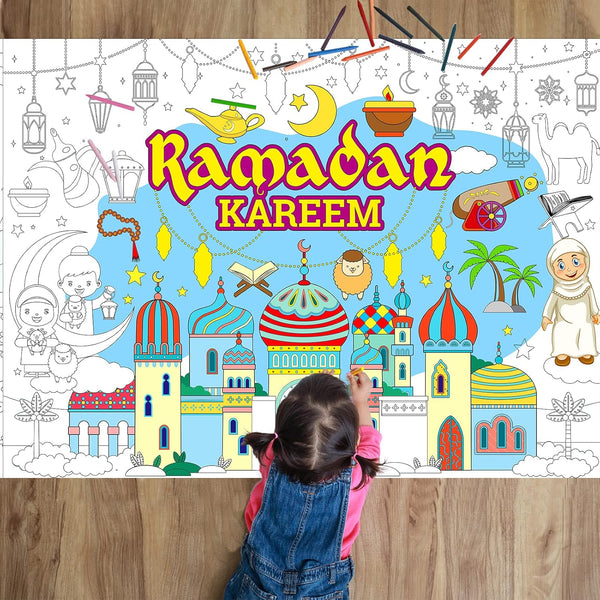 Ramadan Kareem Colouring Poster – Giant Kids Islamic Activity (Pens included)