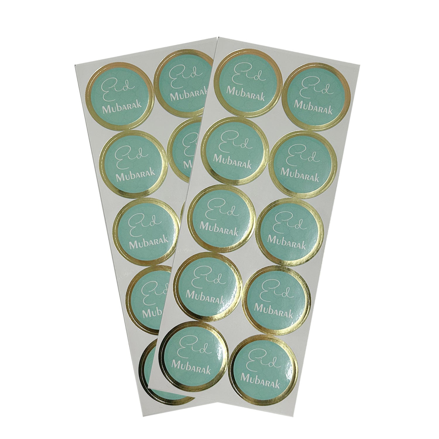 Eid Mubarak Gold Foil Stickers – Green & Gold Theme
