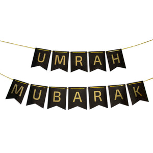 Umrah Mubarak Black & Gold Banner