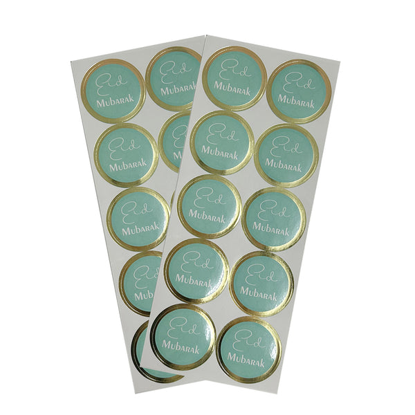 Eid Mubarak Gold Foil Stickers – Green & Gold Theme