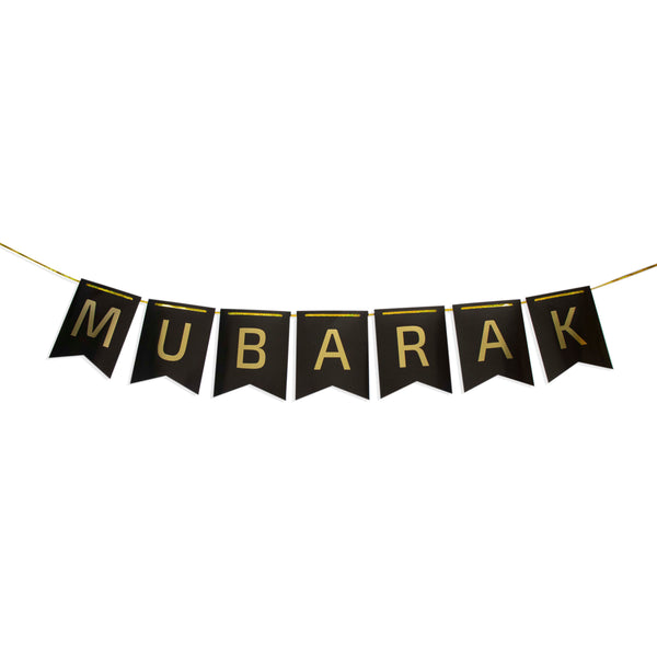 Umrah Mubarak Black & Gold Banner