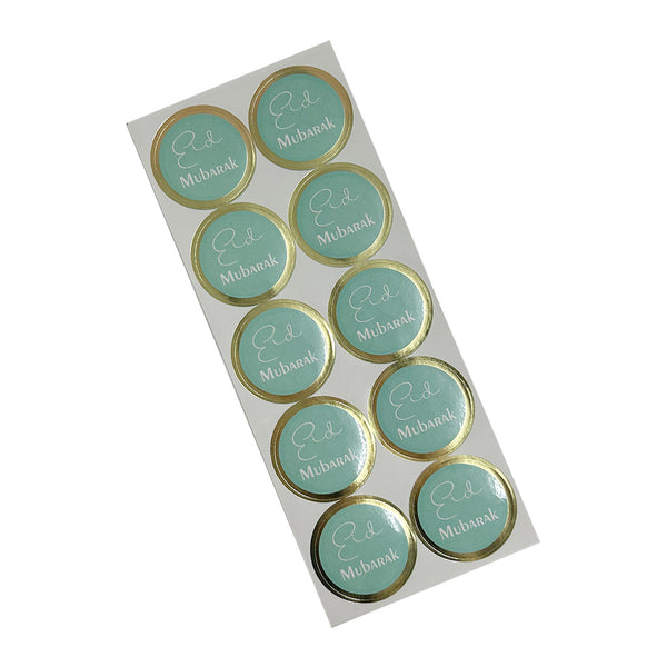 Eid Mubarak Gold Foil Stickers – Green & Gold Theme