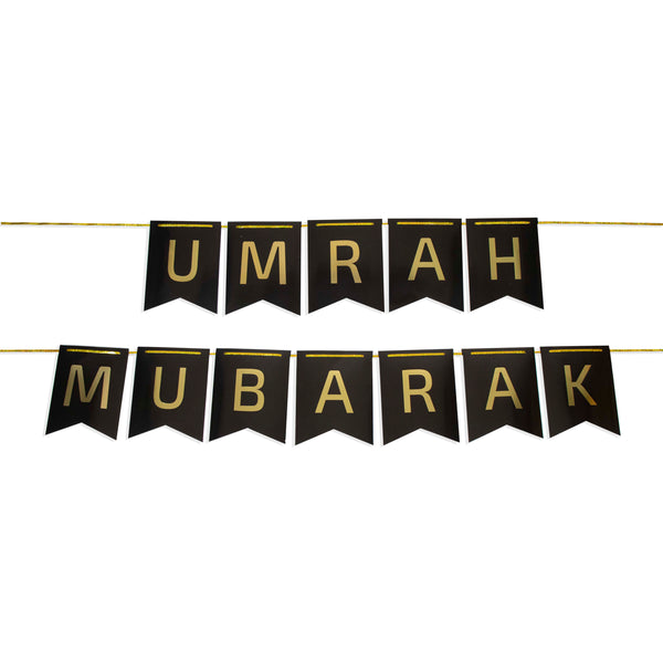 Umrah Mubarak Black & Gold Banner