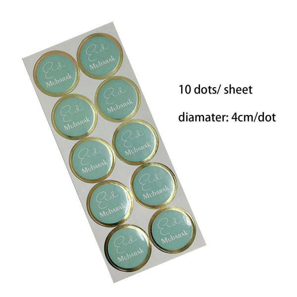 Eid Mubarak Gold Foil Stickers – Green & Gold Theme