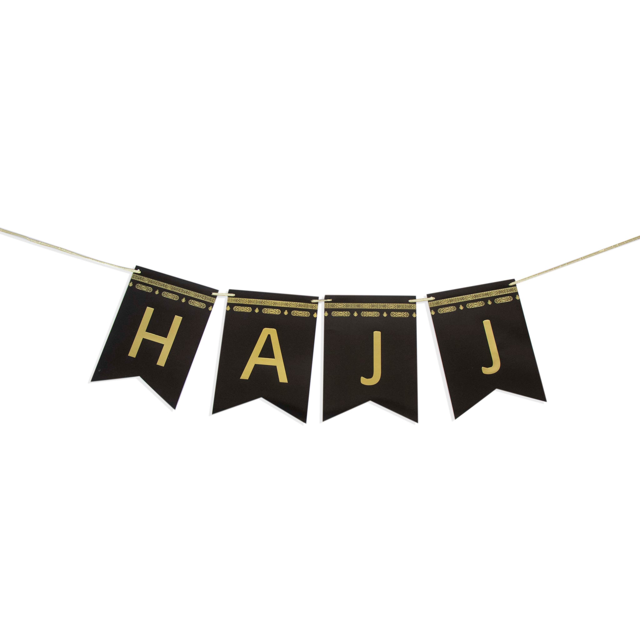 Hajj Mubarak Gold Foil Banner – Elegant Paper Garland