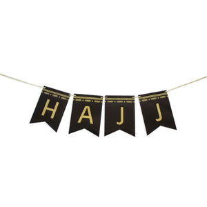 Hajj Mubarak Gold Foil Banner – Elegant Paper Garland