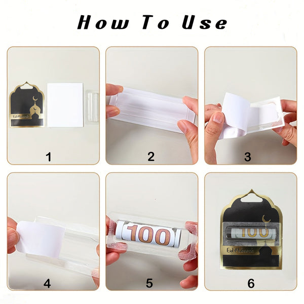 Eid Mubarak DIY Money Card Holder – Black Theme with Plastic Holder