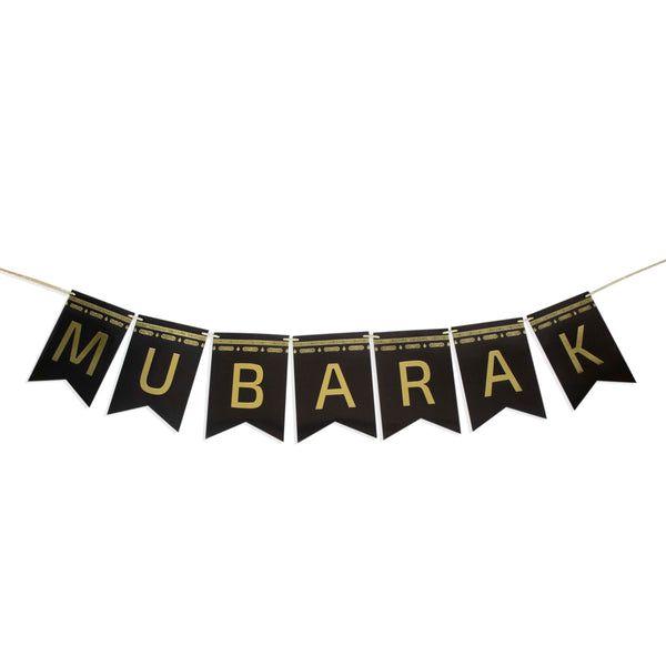 Hajj Mubarak Gold Foil Banner – Elegant Paper Garland