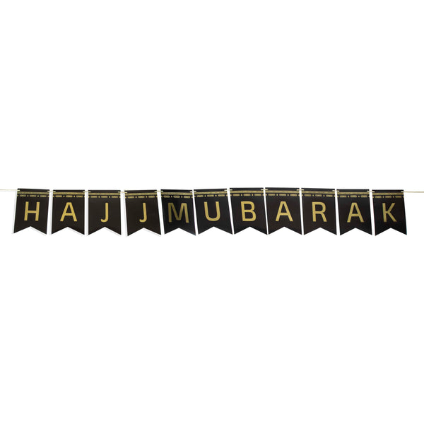 Hajj Mubarak Gold Foil Banner – Elegant Paper Garland
