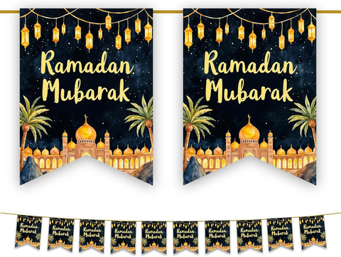 Black & Gold Ramadan Mubarak Bunting