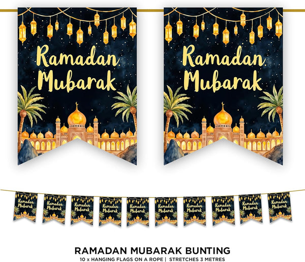 Black & Gold Ramadan Mubarak Bunting