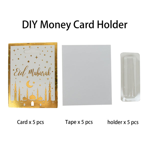 DIY Eid Mubarak Money Card Holder – White Theme with Plastic Holder