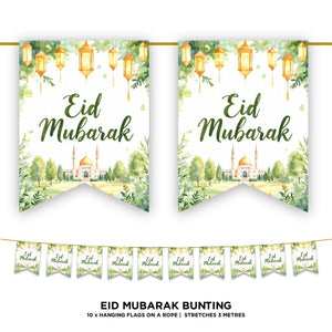 Green & Gold EID Mubarak Bunting