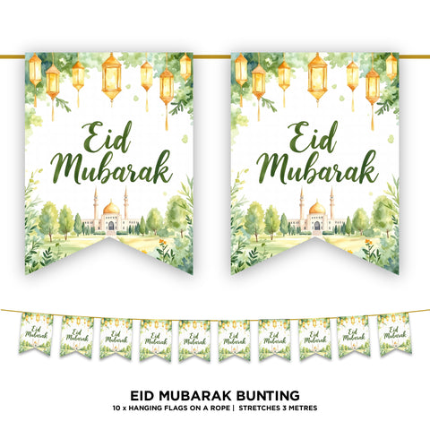 Green & Gold EID Mubarak Bunting