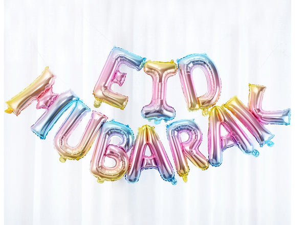 Eid Mubarak Foil Balloon Kit - Rainbow