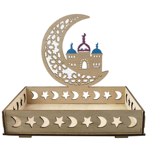 Wooden Craft Tray - Masjid & Crescent Moon