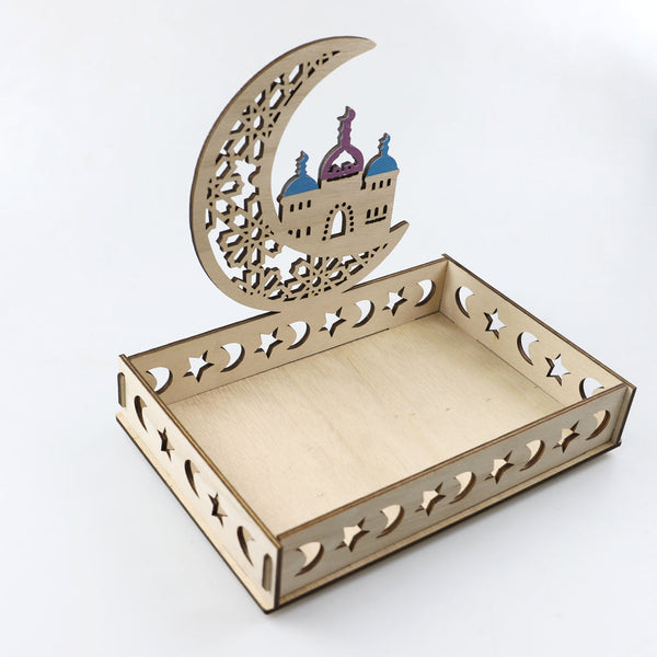 Wooden Craft Tray - Masjid & Crescent Moon