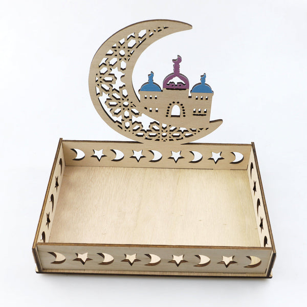 Wooden Craft Tray - Masjid & Crescent Moon