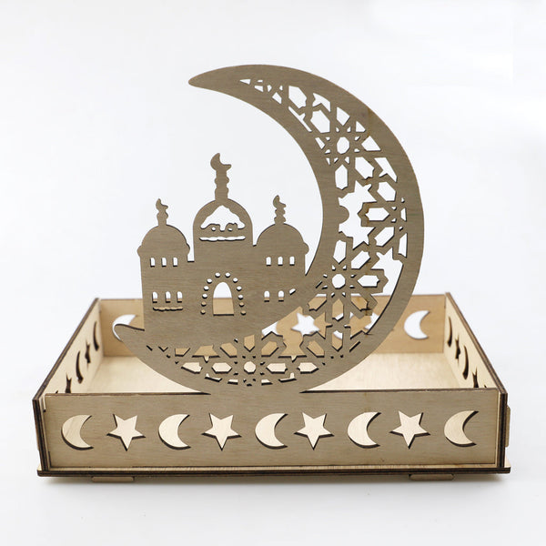 Wooden Craft Tray - Masjid & Crescent Moon