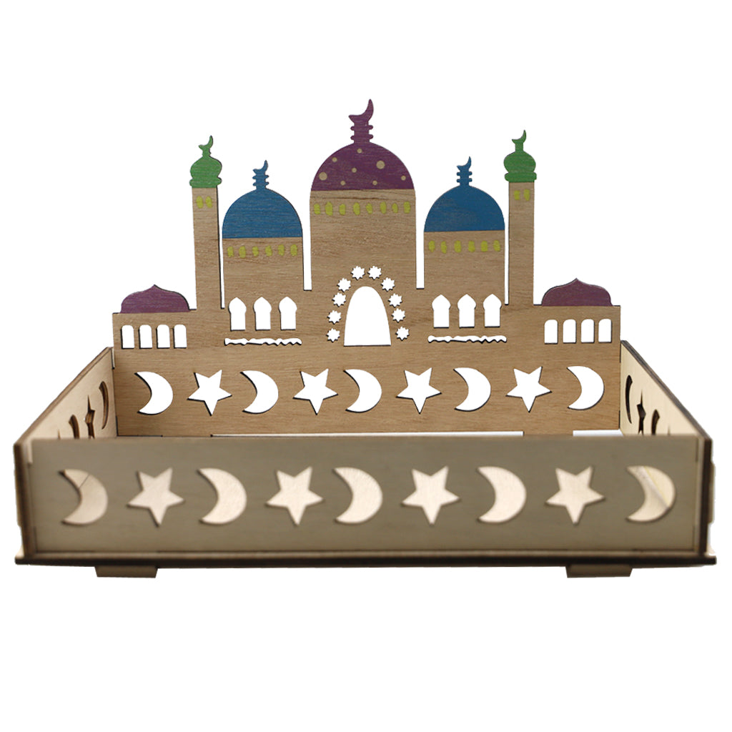 Wooden Craft Tray - Masjid, Moon & Stars