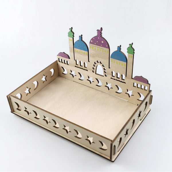 Wooden Craft Tray - Masjid, Moon & Stars