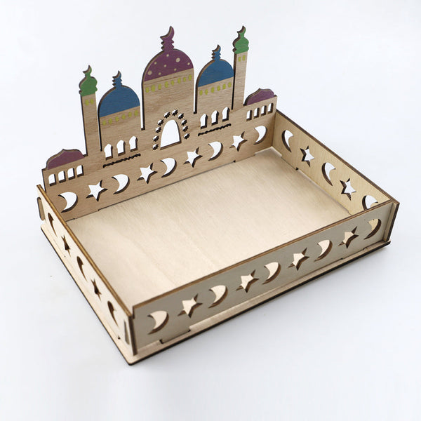 Wooden Craft Tray - Masjid, Moon & Stars
