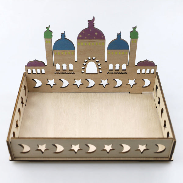 Wooden Craft Tray - Masjid, Moon & Stars