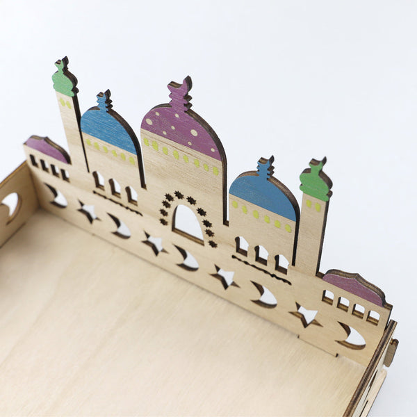 Wooden Craft Tray - Masjid, Moon & Stars