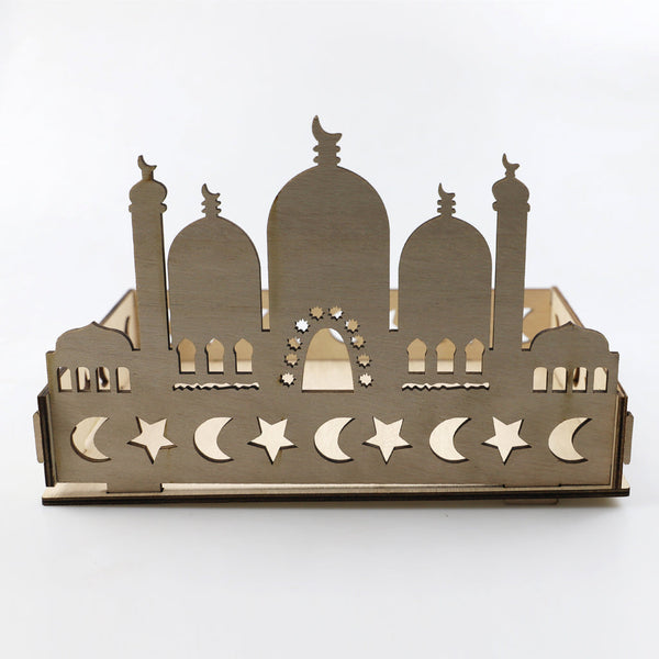 Wooden Craft Tray - Masjid, Moon & Stars