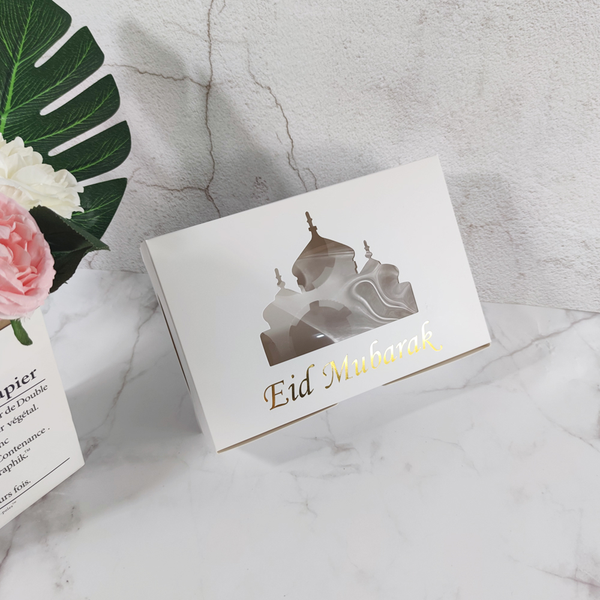 Eid Mubarak 6 Compartment Cupcake Box - White