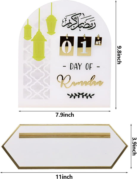 Acrylic Ramadan and Eid Countdown Calendar - White & Gold