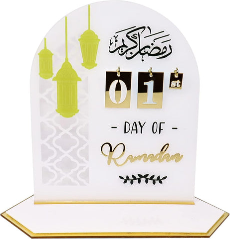 Acrylic Ramadan and Eid Countdown Calendar - White & Gold